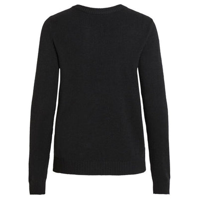 Vila Clothes Maglia Donna Nero Scollo Tondo Manica Lunga Viscosa Nylon Autunno Inverno 14054177