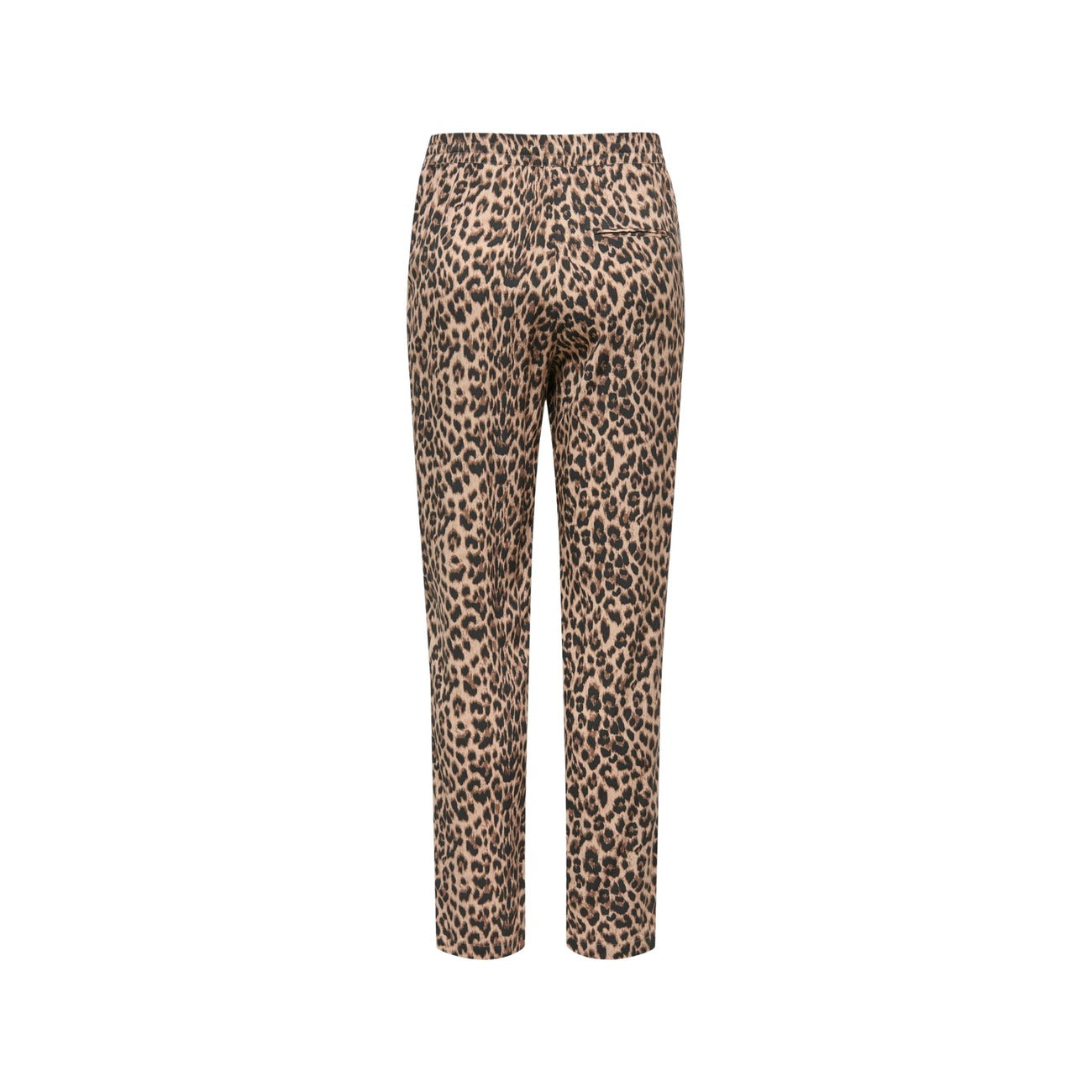Pantaloni Only Animalier; 100% Viscosa. Vita elastica con coulisse, tasche laterali, linea regular. Tessuto leggero effetto seta. Pantaloni donna casual-wild ideali per l'estate. Posteriore stesa