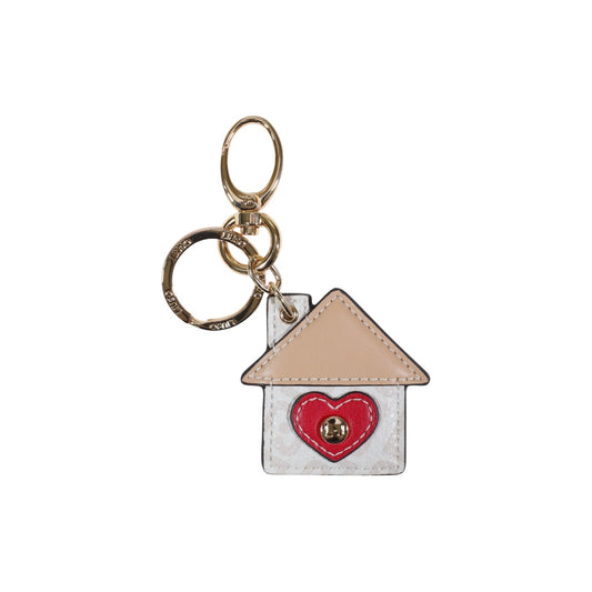 Portachiavi Casetta Liu Jo; Bianco. 100% Poliuretano, hardware dorato con logo inciso. Design originale con cuore, accessorio versatile e idea regalo simbolica. Vista frontale 