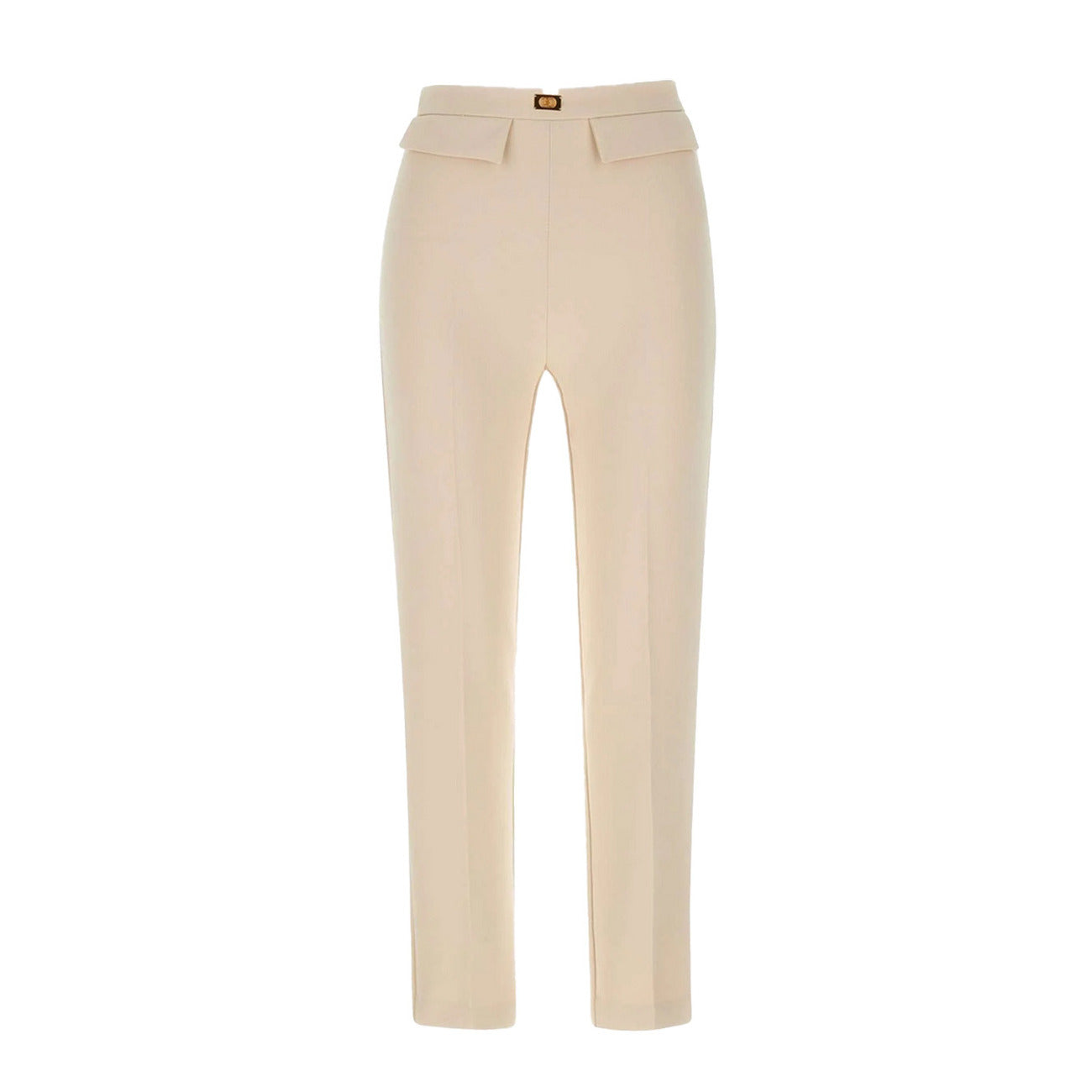 Elisabetta Franchi Pantaloni Donna Beige Chiusura Laterale Cerniera Poliestere Elastan Primavera Estate V_32405