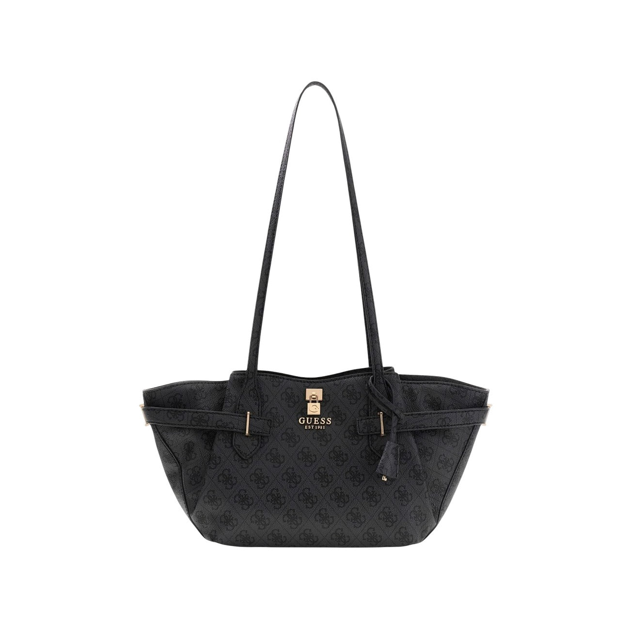 Borsa Guess donna nera con stampa a mano - vista frontale
