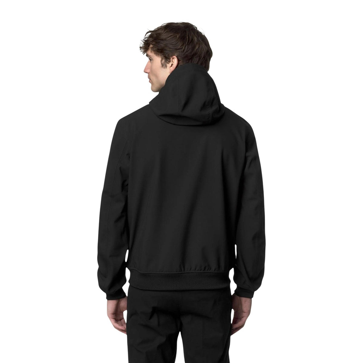 Giambotto impermeabile uomo K-Way Joachim K3135KW. Giacca corta softshell antivento e idrorepellente con interno in micro polar fleece, cappuccio con coulisse, tasche con zip e polsini a coste, abbigliamento uomo autunno inverno.