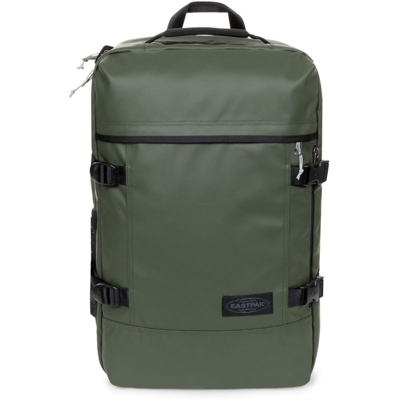 Zaino Borsone verde foresta Eastpak Travelpack; 51x33x23 cm. 100% poliestere idrorepellente, doppio scomparto con zip e tasca laptop 17". Spallacci e manici a scomparsa, ideale come bagaglio a mano