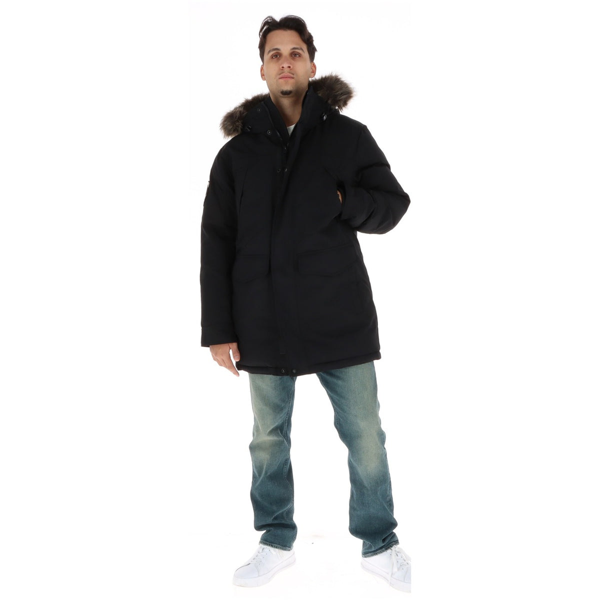 Parka uomo Superdry Everest – Giubbotto lungo invernale con cappuccio e pelliccia M5011929A.