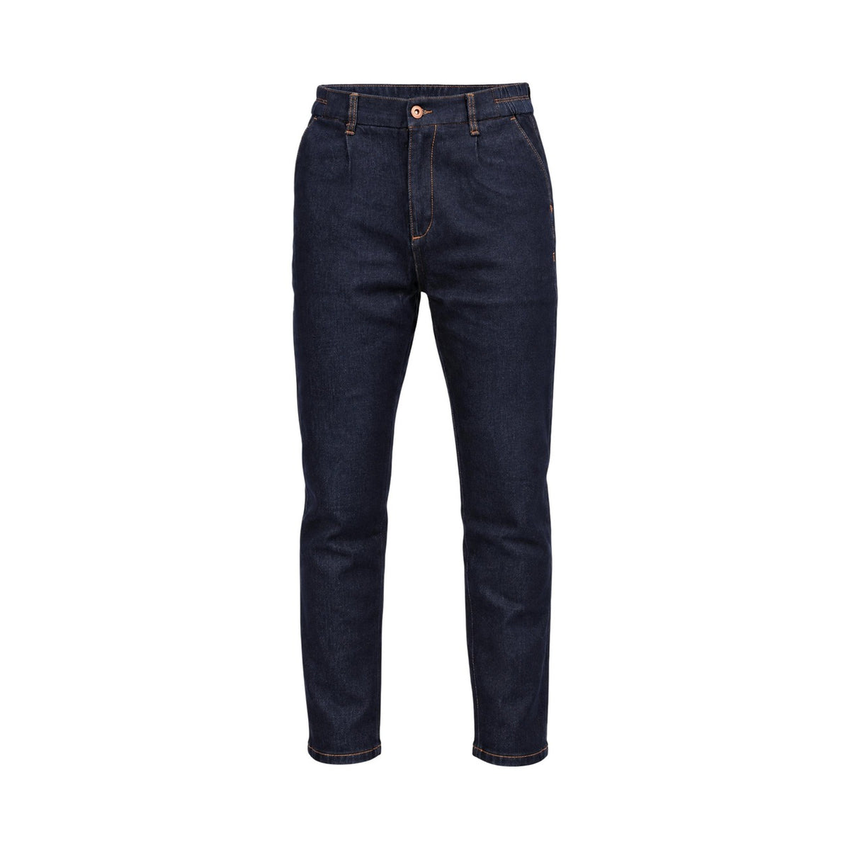 Jeans uomo blu Gianni Lupo GL2552YH. Pantaloni denim carrot tapered 4 stagioni con tasche posteriori zip e impunture a contrasto.