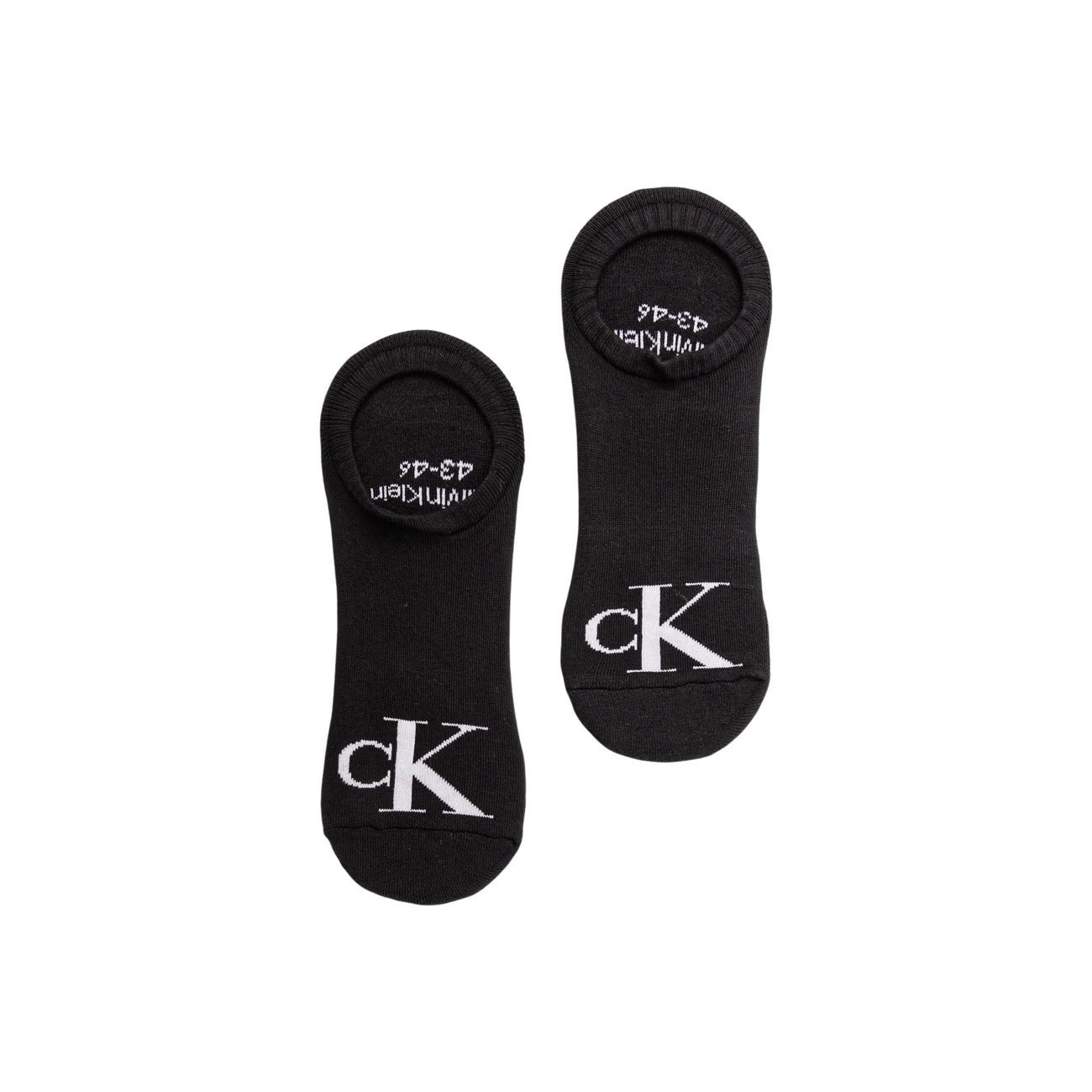 Pack 2 Paia Calzini Footie Calvin Klein Jeans; Nero. 80% Cotone, 20% Fibre tecniche. Taglio High Cut anti-sfregamento, logo CK a contrasto, vestibilità stretch e traspirante.