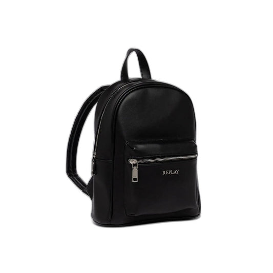 Zaino Replay donna nero con cerniera zip tasche 100% poliestere 100% poliuretano - vista laterale
