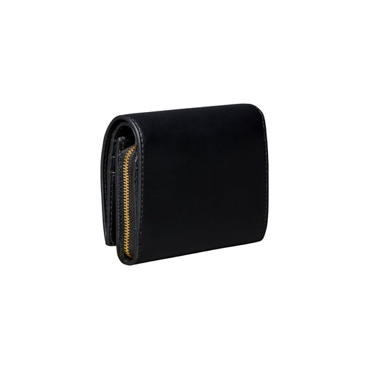 Portafoglio Medio Calvin Klein Bifold; Nero. 100% Ecopelle liscia, 5 slot carte, taschino monete con zip e protezione RFID. Chiusura sicura, stile minimalista e compatto (11,5 cm). Posteriore laterale 