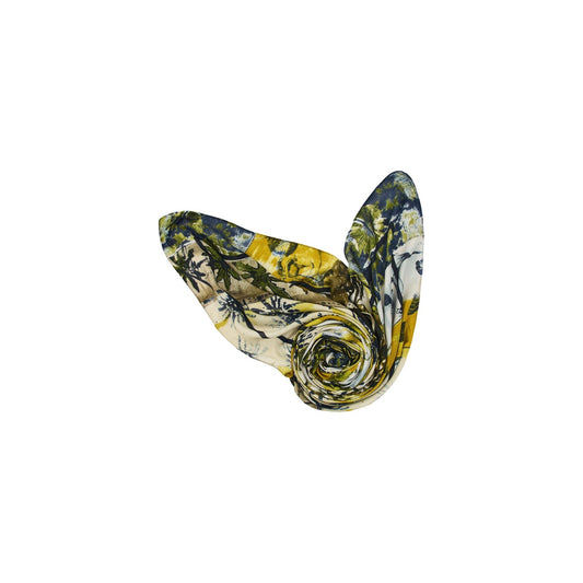 Sciarpa Desigual donna verde FOU_BLOSSIRA. Foulard lungo leggero ed ecologico in viscosa morbida con fantasia a fiori multicolori su fondo verde militare, bordi definiti, accessorio donna autunno inverno.