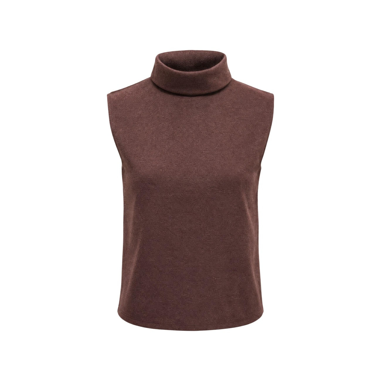 Dolcevita senza maniche Jacqueline de Yong marrone donna 15380199. Top smanicato da donna marrone a collo alto in poliestere riciclato e cotone, lupetto leggero mezza stagione e sottogiacca casual elegante.