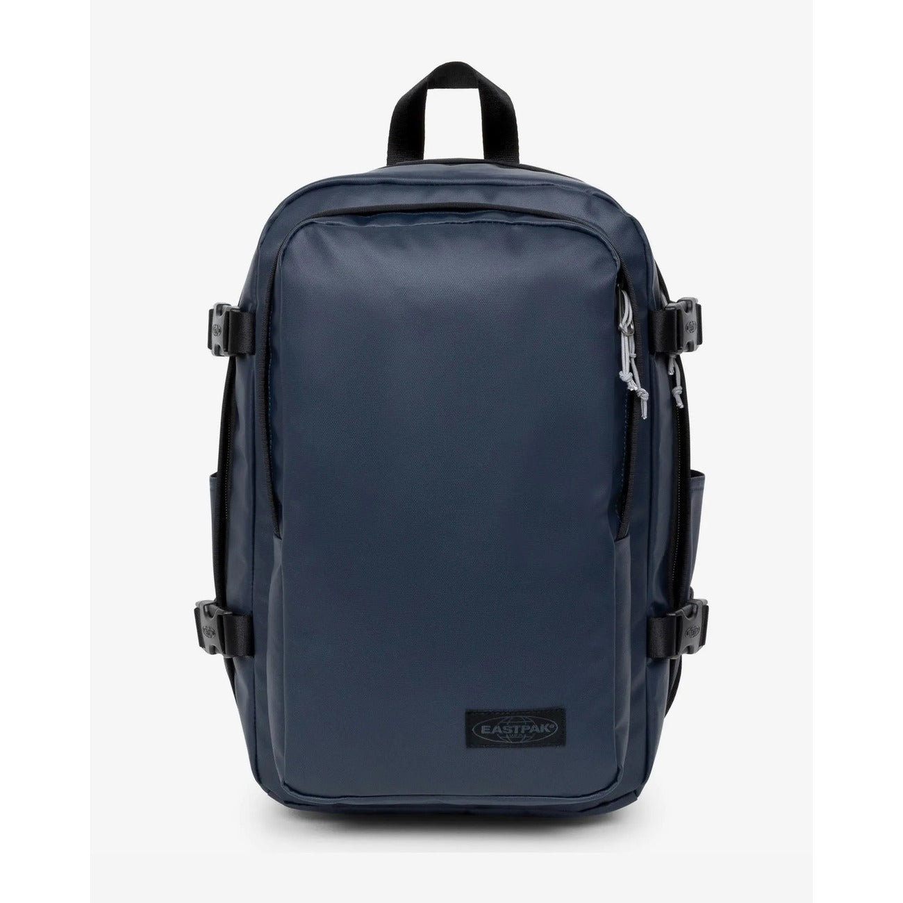 Zaino Medio Blu Eastpak Bagaglio a Mano; 40x25x20 cm. Poliestere idrorepellente, tasca laptop 15" e portaborraccia. Organizer, fascia trolley e dettagli catarifrangenti