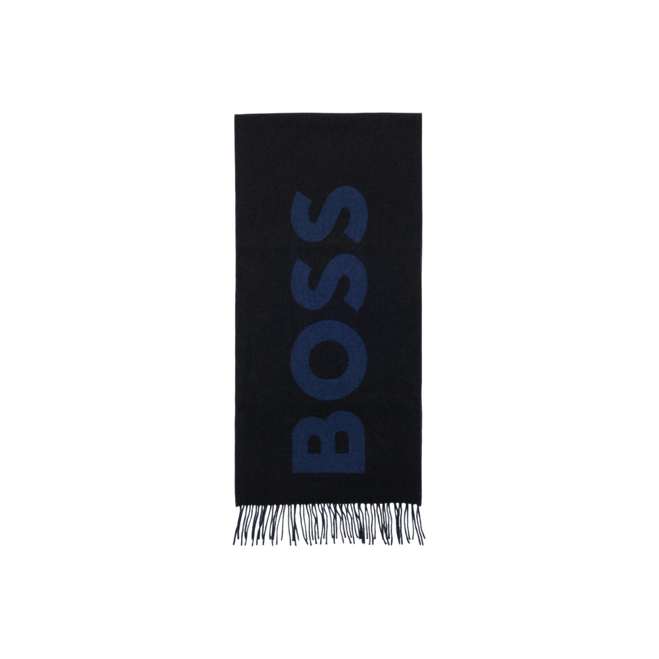 Boss Men's Black Scarf with Print - Wool Scarf 180x35cm Autumn Winter