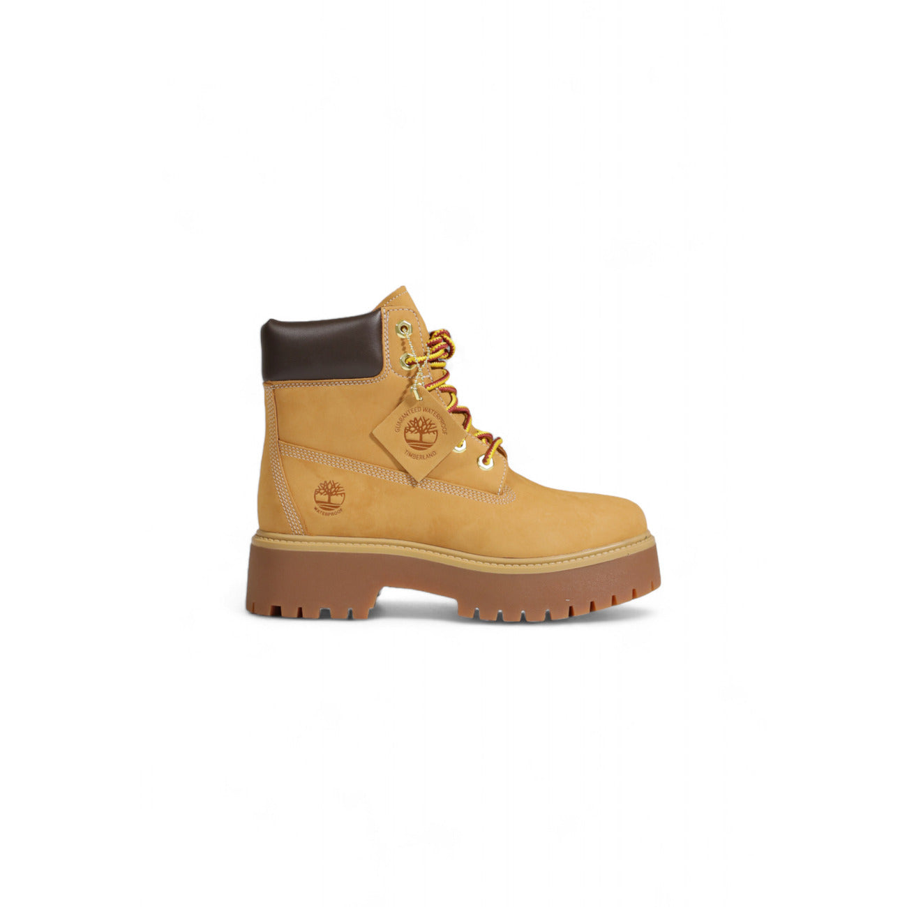 Stivali Timberland donna plateau Stone Street 6 Inch marroncino TB1A5RJD231. Polacchini impermeabili stile boot con zeppa platform, imbottitura termica PrimaLoft, soletta OrthoLite e fodera in materiale riciclato ReBOTL.
