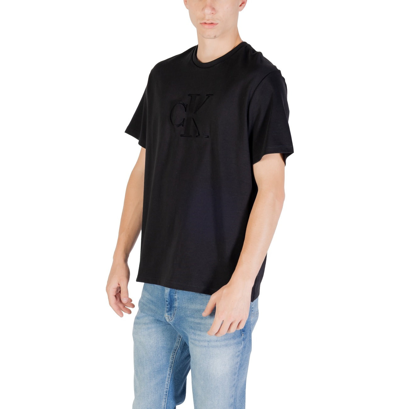 Calvin Klein Jeans T-Shirt Uomo Nero Stampa Maniche Corte Scollo Tondo Cotone 100% Autunno Inverno LV04RC824G