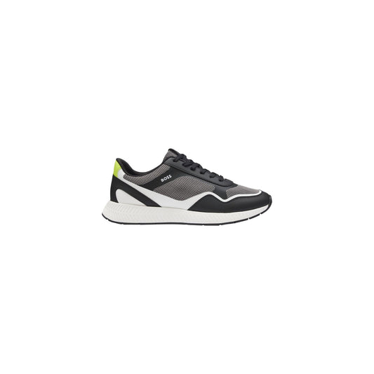 Sneakers BOSS uomo grigie modello Titanium Runn 50568928. Scarpe sportive da uomo grigio scuro o chiaro in mesh e poliuretano con suola spessa 3 cm ammortizzata stile casual lussuoso, athleisure e urban running.