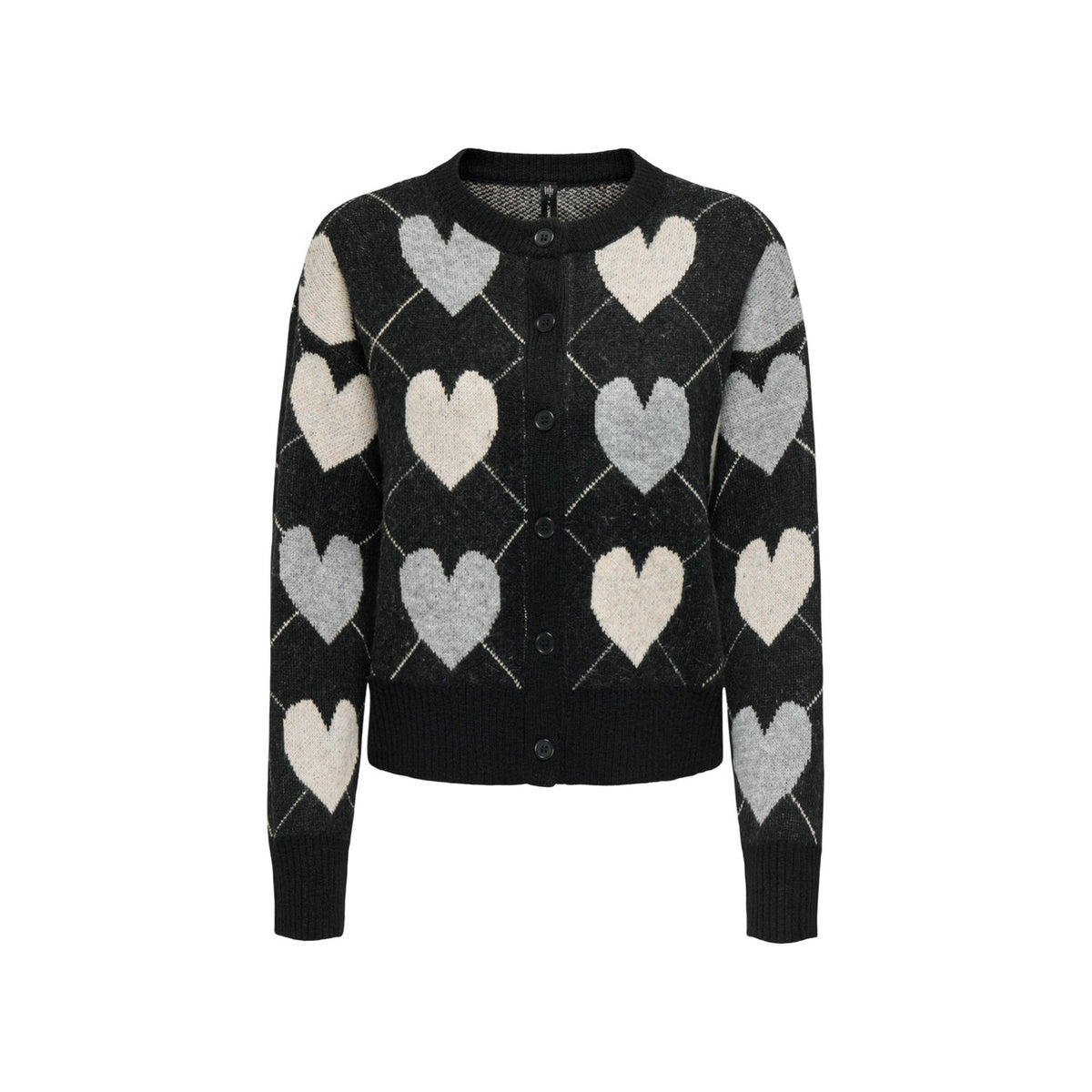 Cardigan girocollo donna ONLY – Maglione aperto con bottoni e lavorazione jacquard 15384843.