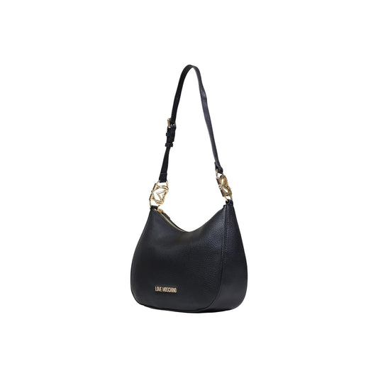 Borsa Love Moschino donna blu bauletto modello JC4055PP1. Borsetta media a mano in tela blu scuro con doppi manici, logo stampato bianco e scritta motto sul davanti, stile casual chic ed elegante.