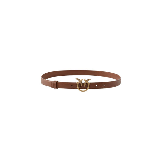 Cintura Pinko donna beige Love Berry Vitello Seta. Cintura in 100% pelle vera con fibbia metallica dorata con uccellini Love Birds, altezza 3.5 cm, accessorio elegante autunno inverno.