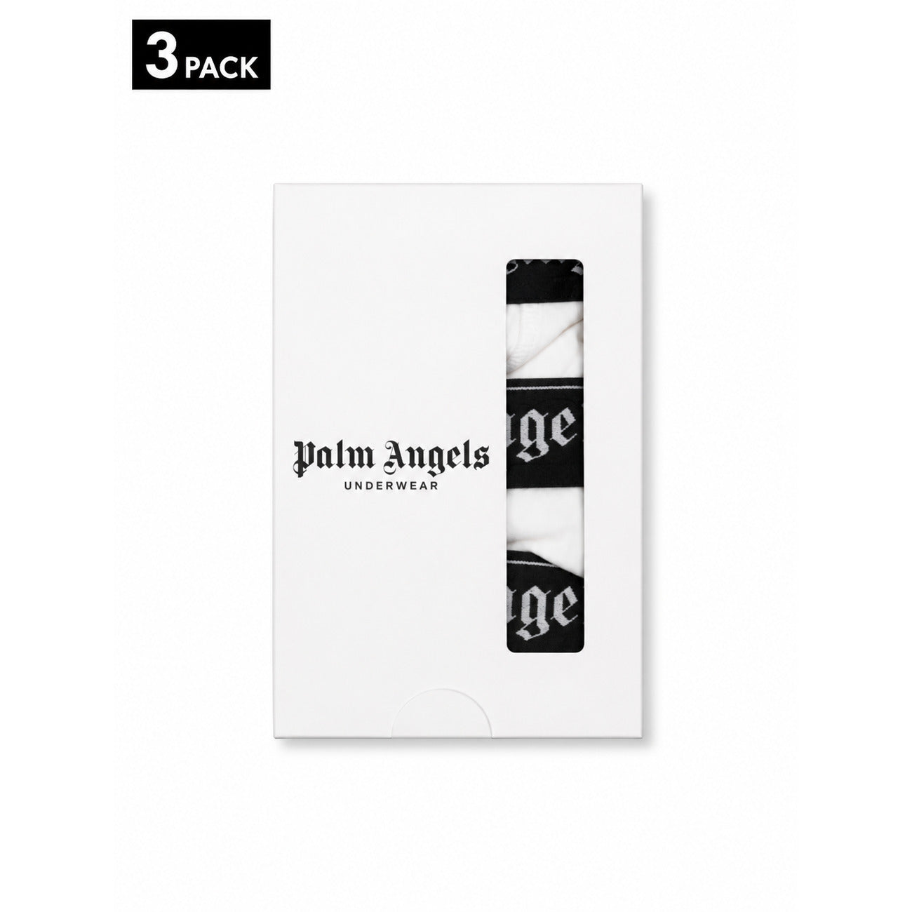 Set 3 Boxer Palm Angels; bianco. Fascia elastica logata, cotone elasticizzato, taglio aderente. Comfort premium e stile iconico in un unico pack. confezione