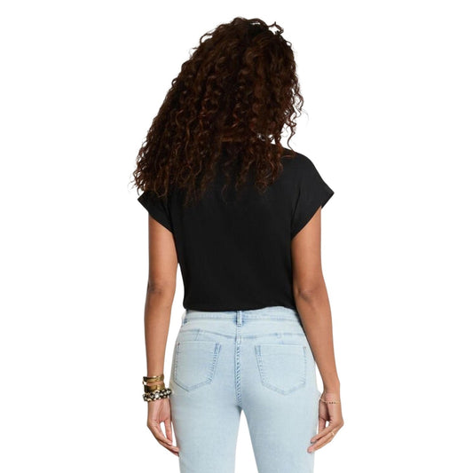 T-shirt Morgan De Toi Nera; 50% Cotone, 50% Modal. Cuore ricamato frontale, maniche corte, vestibilità regular. Tessuto fluido anti-piega, stile casual-chic per la stagione calda. Vista posteriore 