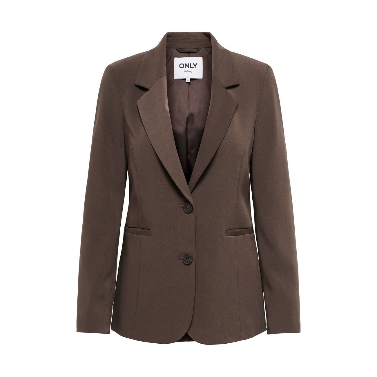 Giacca Only donna marrone con bottoni maniche lunghe - vista frontale dettaglio