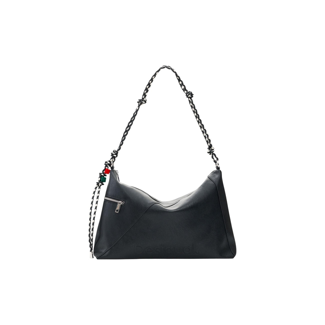 borsa a mano Desigual Large With Logo Charm in pelle sintetica nera