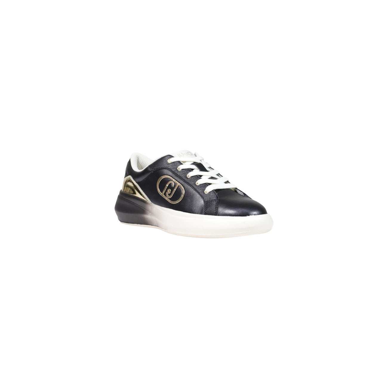 Sneakers Liu Jo Casper 04 nere donna BF6055PX575. Scarpe sportive da donna nere in pelle con logo laterale a contrasto, dettaglio metallizzato sul tallone, suola platform 4 cm e interno traspirante in tessuto, scarpe casual urban chic 4 stagioni.