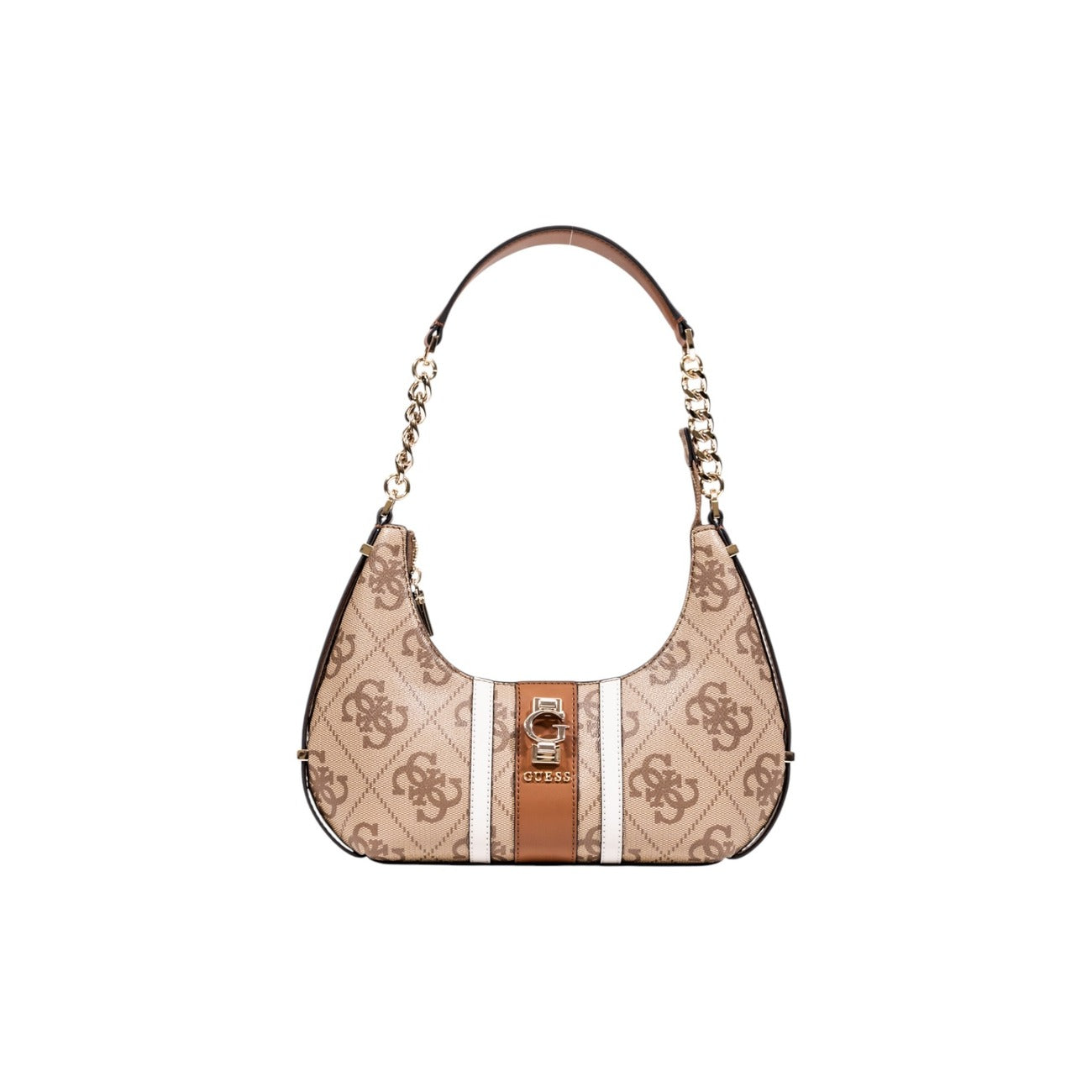 Guess Borsa Donna Beige con Stampa - Borsa a Mano Cerniera Tasche 30x20x5cm