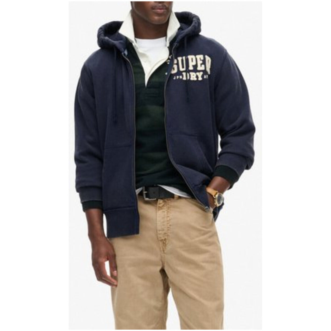 Superdry Felpa Uomo Bordeaux con Zip Cappuccio Stampa Maniche Lunghe Tasche Anteriori Effetto Consumato in Cotone 100% Autunno/Inverno M2014116A