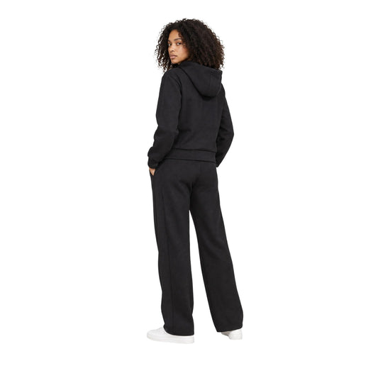 Felpa nera con zip e cappuccio donna Guess Elsa V6BQ19 K6364. Felpa sportiva mezza stagione in tessuto morbido lyocell nero con cappuccio e logo Guess frontale.