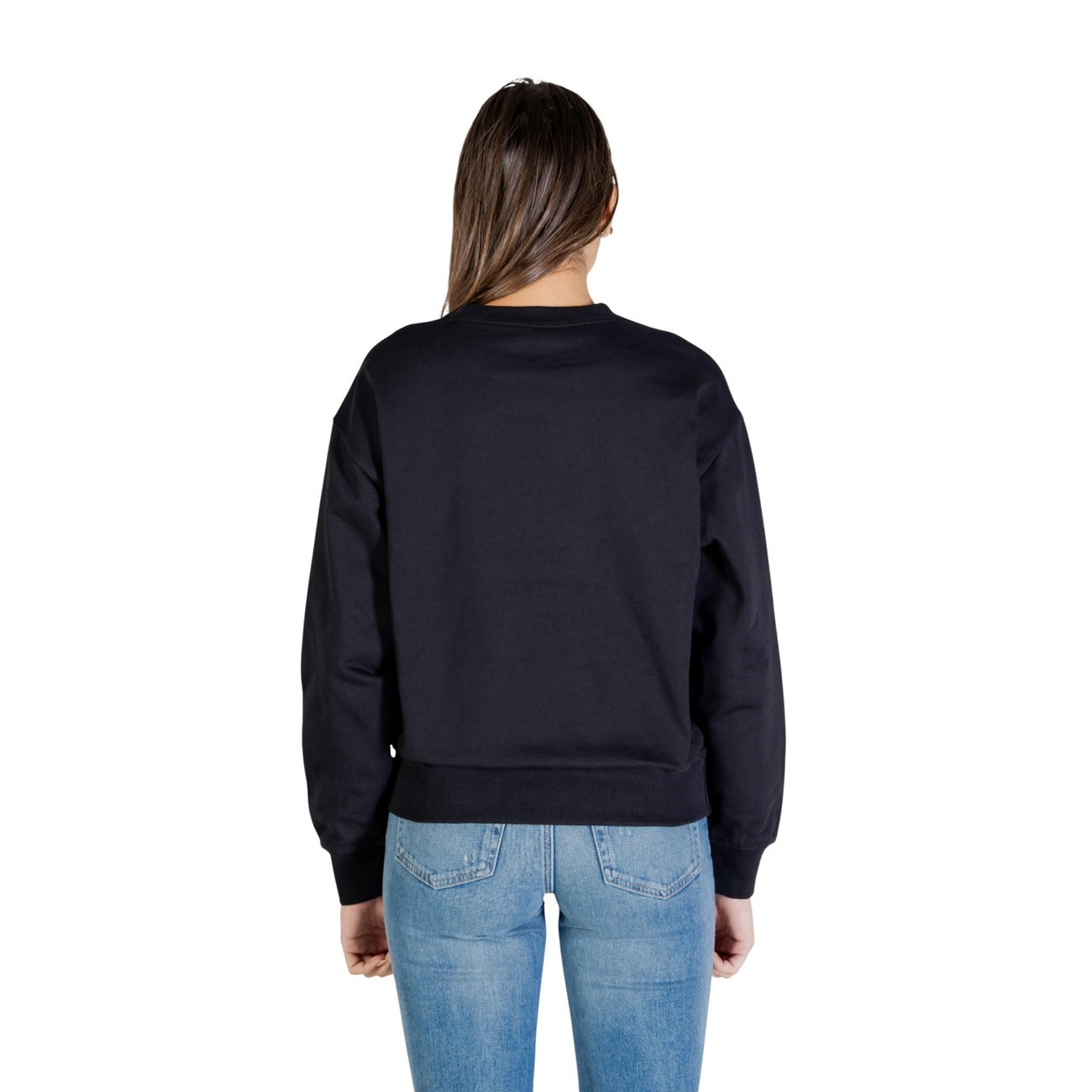 Calvin Klein Jeans Felpa Donna Nera con Maniche Lunghe Scollo Tondo in Cotone 86% Poliestere 14% Primavera/Estate LV047E828G