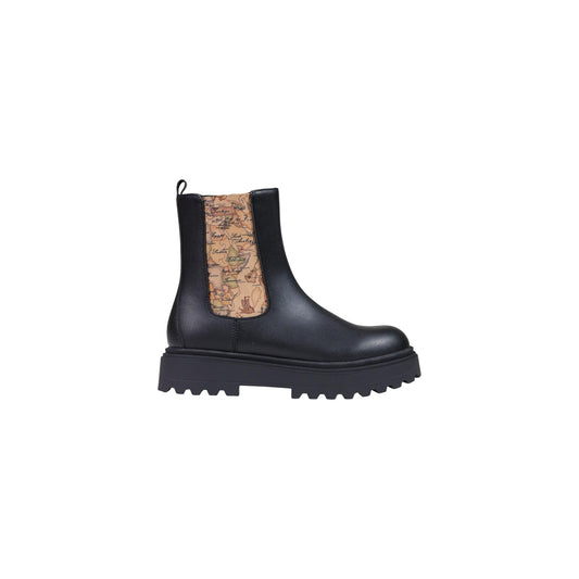 Anfibi neri donna Alviero Martini Prima Classe – Stivaletti platform 5 cm con inserto Geo N 2580 0289.