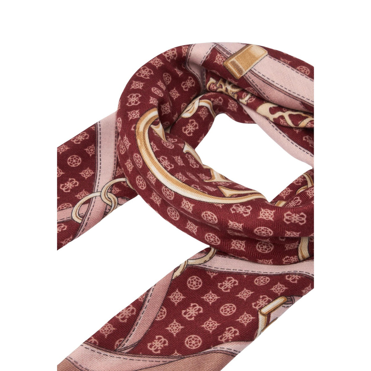 Foulard quadrato donna Guess AW5679 POL03. Sciarpa stola 120x120 cm in tessuto leggero con motivo catene e logo monogram Guess all-over.