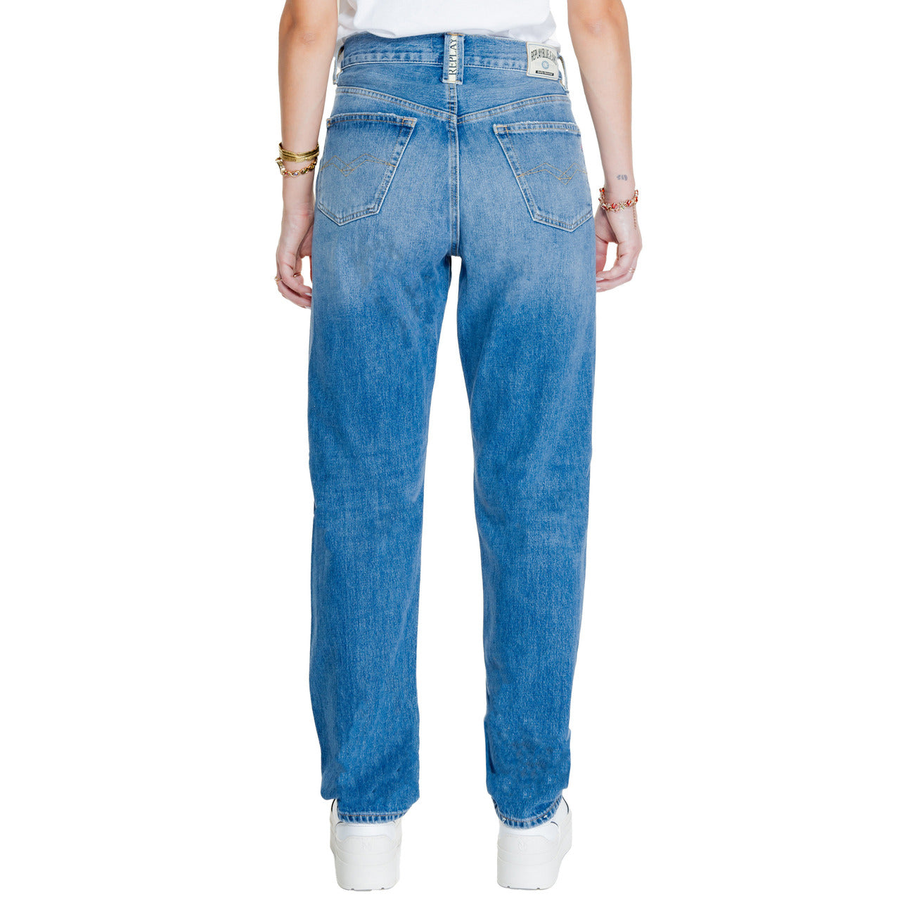 Replay Jeans Donna Blu con Zip Bottone Tasche Anteriori Posteriori in Cotone 100% Autunno/Inverno W9Z1 .000.800 764
