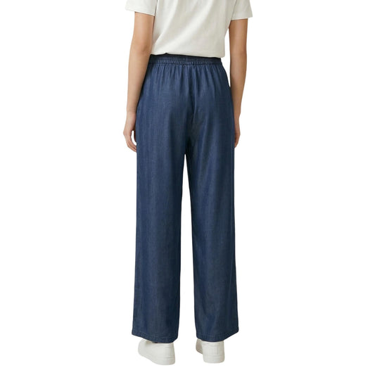 Culotte Only Onlcharis Life; 100% Lyocell. Gamba larga, vita elastica, tessuto fluido effetto seta. Pantaloni estivi ecosostenibili, freschi e traspiranti. Vista posteriore 