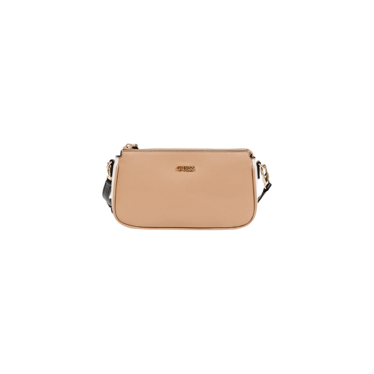 Guess Borsa Donna Beige a Tracolla con Cerniera Tasche Interne - Borsa Poliuretano 24x5x1.5cm