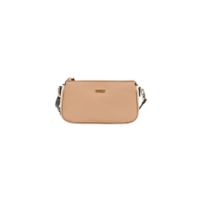 Guess Borsa Donna Beige a Tracolla con Cerniera Tasche Interne - Borsa Poliuretano 24x5x1.5cm