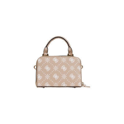 Guess Borsa Donna Beige con Stampa - Borsa a Mano e Tracolla Cerniera 19x13x10cm