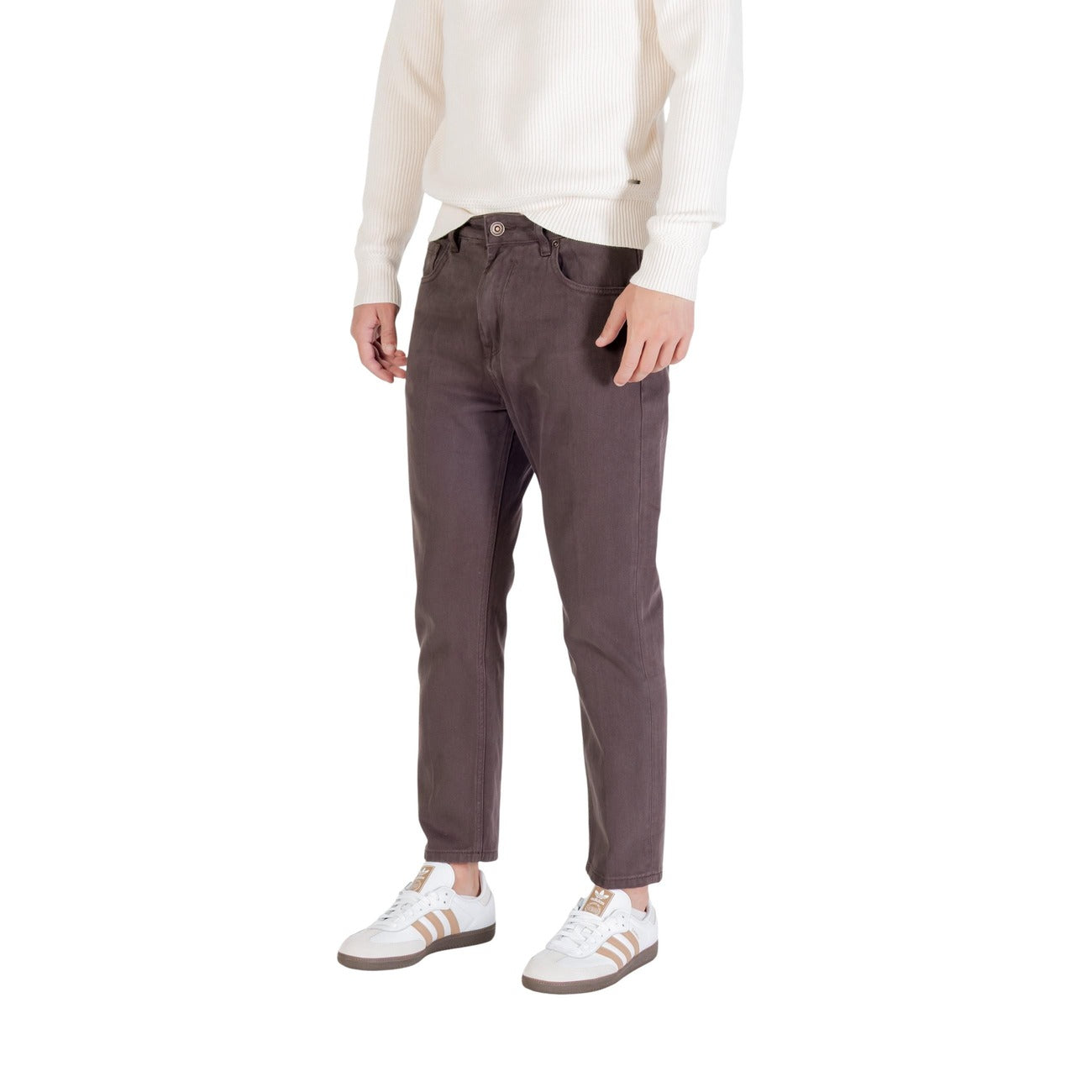 Gianni Lupo Jeans Uomo Marroni in Cotone 100% con Zip e Bottone Tasche Anteriori e Posteriori GL6228Q-F25