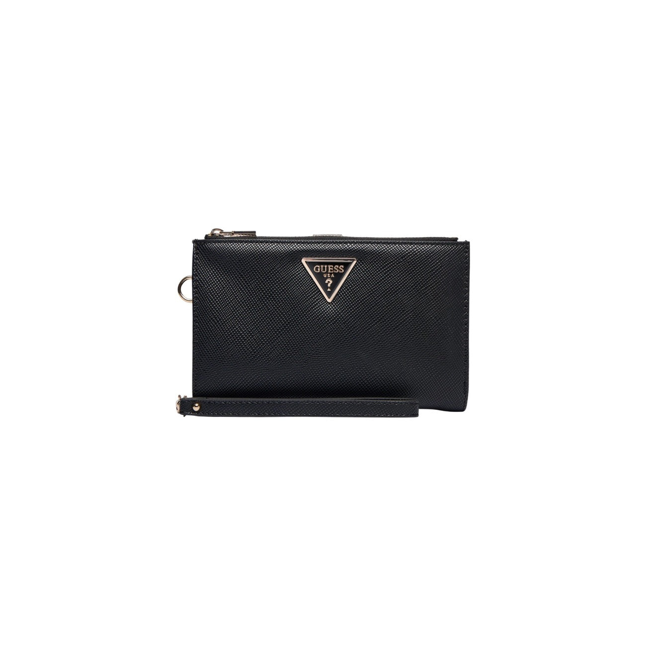 Guess Portafoglio Donna Nero con Zip e Bottone - Portamonete Scomparti Interni 18x11.5x3.5cm