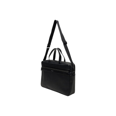 Calvin Klein Borsa Uomo Nera a Mano con Tracolla Cerniera - Borsa Poliuretano Tasche 39x28x8.5cm