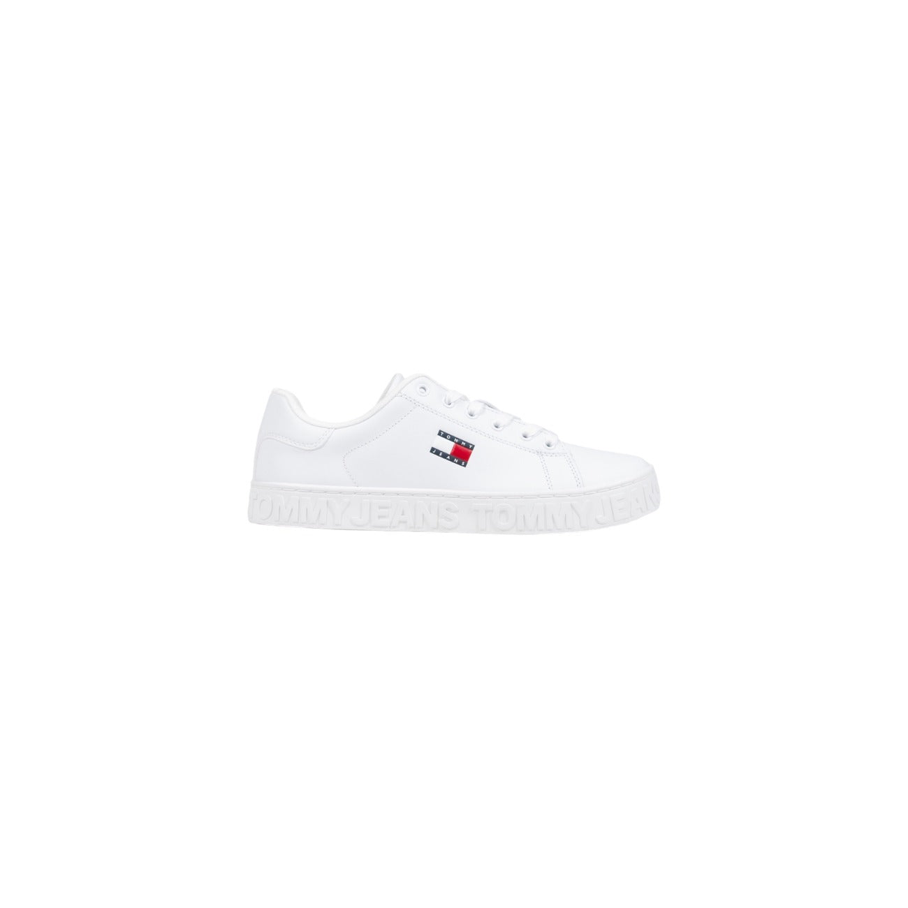 Tommy Hilfiger Jeans Sneakers Donna Bianche con Lacci - Sneakers Pelle Poliuretano Basse Sportive