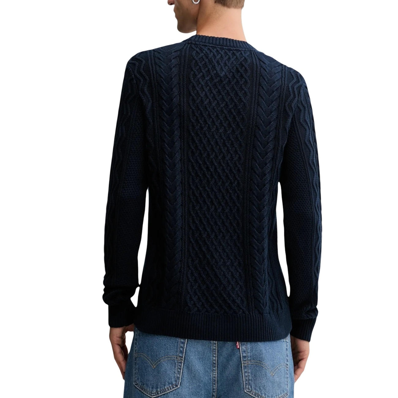 Tommy Hilfiger Jeans Maglia Uomo Blu Scollo Tondo Manica Lunga Cotone Organico Autunno Inverno DM0DM22101
