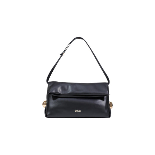 Borsa Liu Jo BETTER donna nera a mano con tracolla tasca interna 100% poliuretano - vista frontale con tracolla 