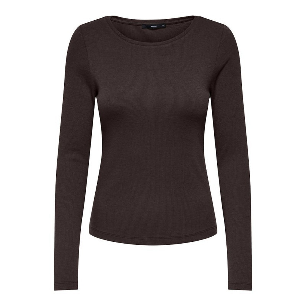 T-shirt manica lunga donna Only 15300058. Maglia paricollo regular fit in viscosa nero e marrone per autunno inverno.