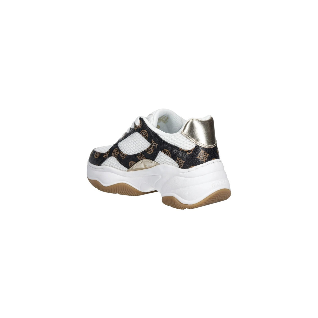 Sneakers Guess HARPA LOGO donna bianche marroni sportive con lacci 40% poliestere 60% poliuretano - vista laterale
