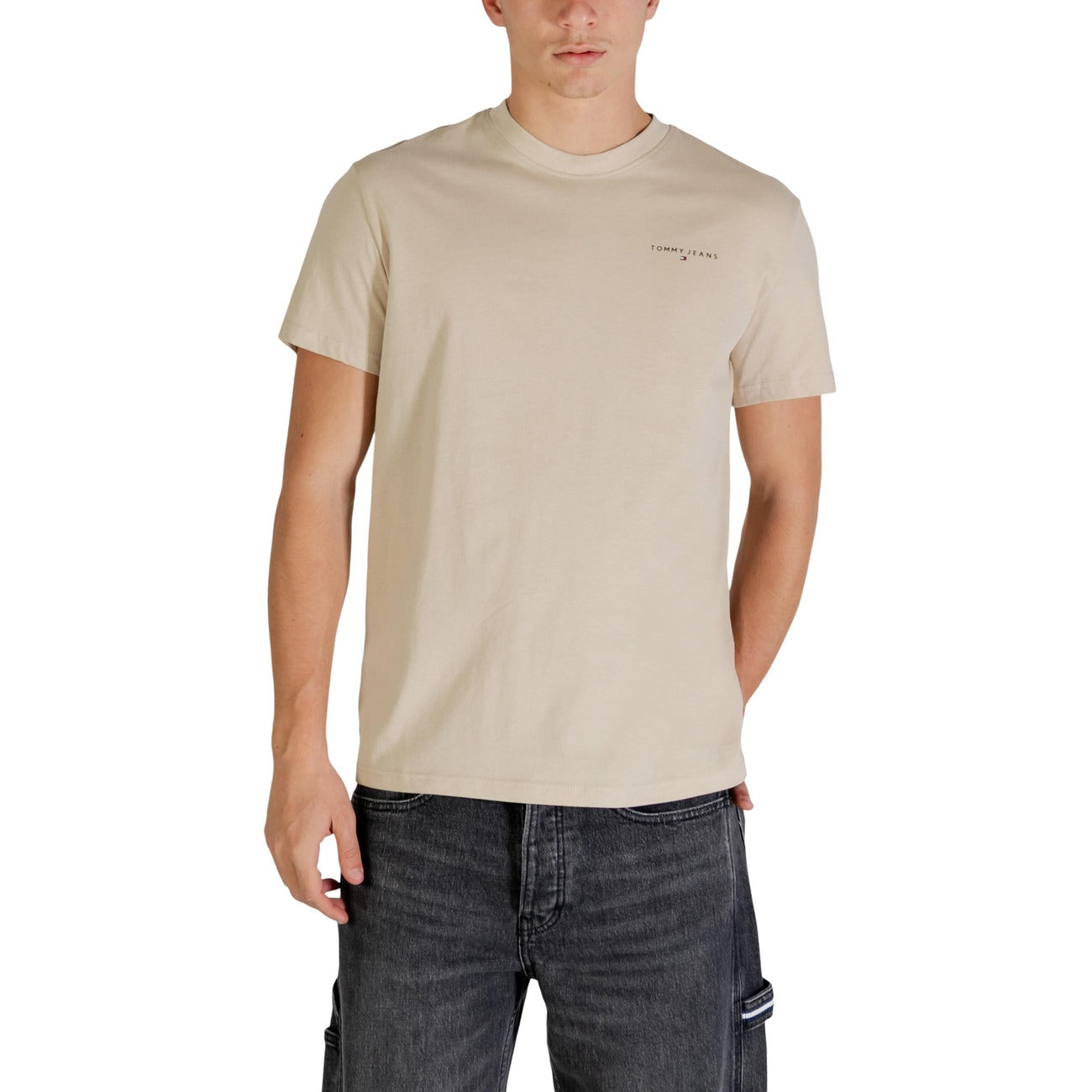 Tommy Hilfiger Jeans T-Shirt Uomo Blu Maniche Corte Scollo Tondo Cotone Organico 100% Autunno Inverno DM0DM21780
