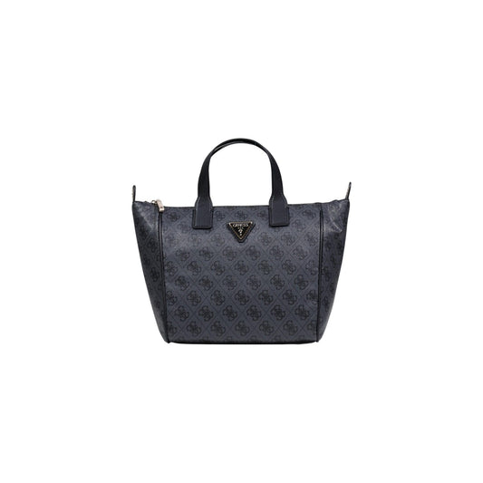Guess Follie Small Tote; borsa a spalla logata grigia con tracolla rimovibile. Dimensioni 33x22x13 cm, chiusura con cerniera e stile casual-raffinato. Vista frontale 