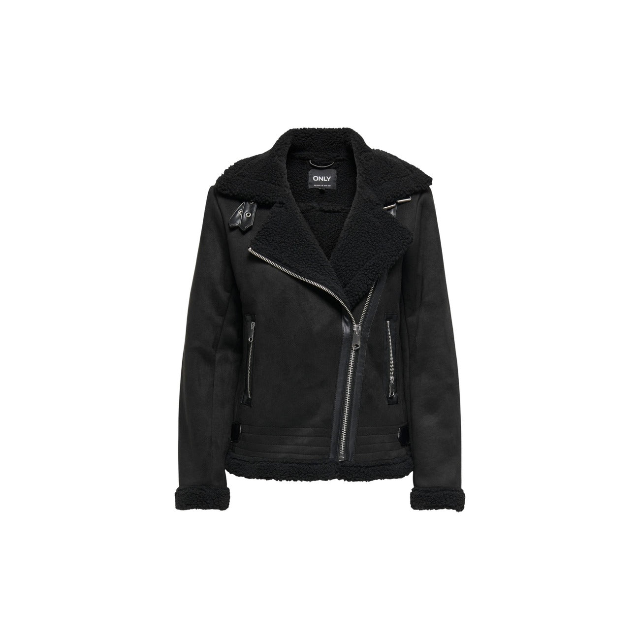 Only Giacca Donna Nero Cerniera Manica Lunga Scollo Tondo Colletto Tasche Poliestere 100% Autunno Inverno 15304775