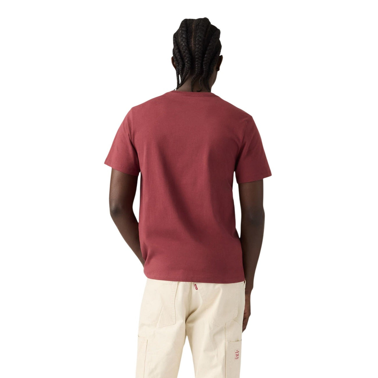 Levi's® Housemark Tee Bordeaux; girocollo, logo piccolo ricamato, 100% cotone. Vestibilità standard e design iconico. Vista posteriore 